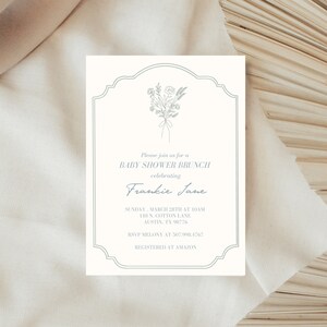 Vintage Bouquet Baby Shower - Blue