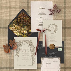 Fall Woodland Garden Party Invitation Suite | CANVA Template | Digital Download | Cottage Core Wedding