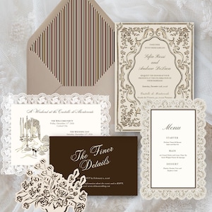 Continental Espresso Wedding Invitation Suite | Vintage European Canva Template (Digital Download)