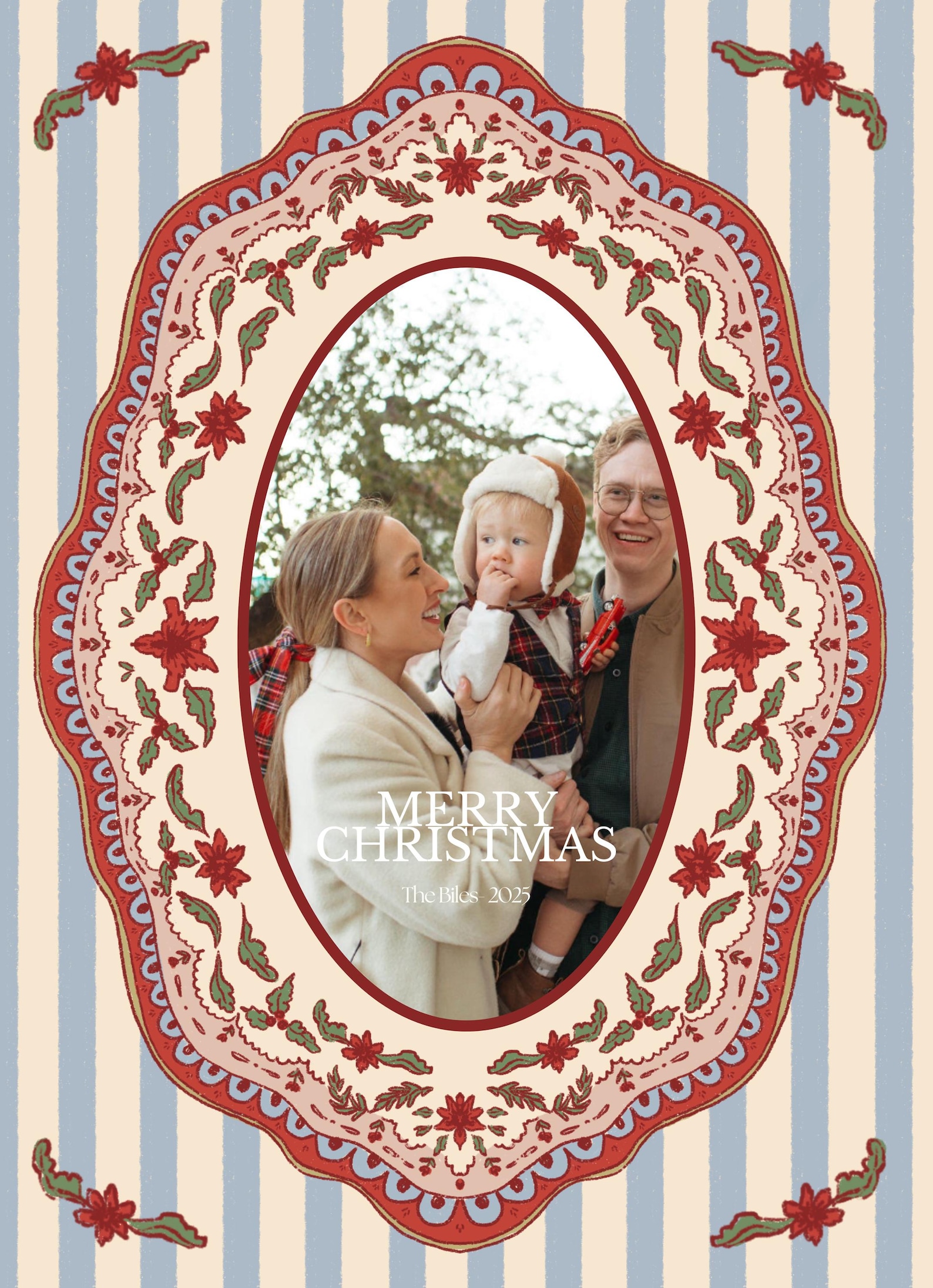 Vintage Christmas Card Template Canva Custom Holiday Photo Card
