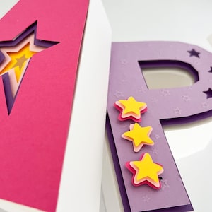 Star Decorations, Stars Customized letters, Girl Birthday Party, Holographic party supplies, Glitter decorative letters
