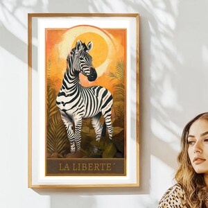 ZEBRA TOTEM ANIMAL Print – Mystical Animal Wall Art – Totem Decor – Boho Witchy Aesthetic – Feminine Power – Fashionable Nature Print