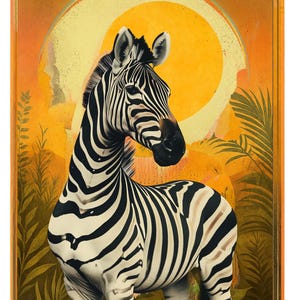 Stampa animale totem zebra – Arte murale mistica con animali – Decorazione totem – Estetica boho-strega – Potere femminile – Stampa naturalistica alla moda