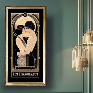 Manifestación de los AMANTES Arte del Tarot / Ilustración gráfica mística / Decoración de brujas / Arte de pared / Regalo de aniversario de bodas para ella o él