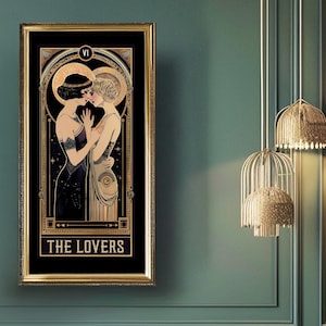 Lesbische kunstafdruk | THE LOVERS Tarotkaart | Cadeau voor queer vrouwen | Heksendecor | Muurkunst | Jubileumhuwelijkscadeau | LGBTQ