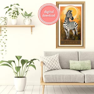 ZEBRA SPIRIT ANIMAL Print – Mystical Animal Wall Art – Totem Decor – Instant Download- Boho Witchy Aesthetic – Feminine Power – Nature Print
