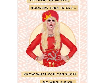 Katya Zamolodchikova | Valentine'S Card | Funny Card | Queer Card | Rupaul'S Drag Race | snarky card