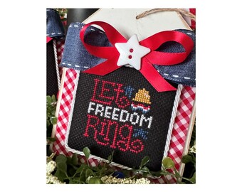 4th of July Cross Stitch Pattern - Patriotic Smalls: Let Freedom Ring - PDF, Instant Download, Americana, Handmade Gift Idea