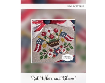 Red, White, and Bloom! -- .PDF Cross Stitch Pattern by Cherry Hill Stitchery