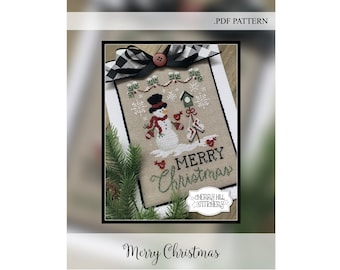 Merry Christmas -- .PDF Cross Stitch Pattern by Cherry Hill Stitchery