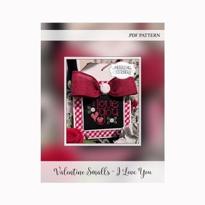 Valentine Smalls -- I Love You .PDF Cross-Stitch Pattern - Easy, Smalls Exchange, Tiered Tray, Instant Download, Red White Pink Black