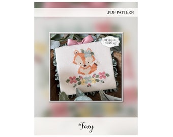 Flowery Woodland: Foxy -- .PDF Cross Stitch Pattern by Cherry Hill Stitchery