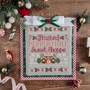 Christmas Counted Cross Stitch Pattern: &quot;Frosted Peppermint Sweet Shoppe&quot; (PDF Digital Download)