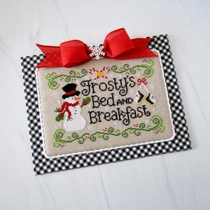 Christmas Snowman Counted Cross Stitch Design | PDF Cross Stitch Pattern | Cherry Hill Stitchery® | Frosty's Bed and Breakfast | Modern