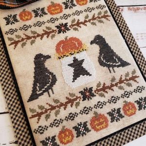 Halloween Cross Stitch Pattern: &quot;A Couple of Crows&quot; (PDF Digital Download)