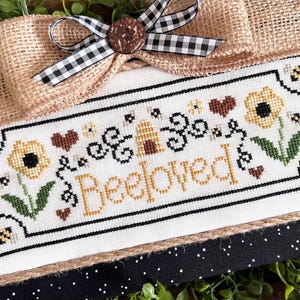 Beehive Cross Stitch Design | PDF Cross Stitch Pattern | Cherry Hill Stitchery® | Beeloved | Modern, Flowers, Simple