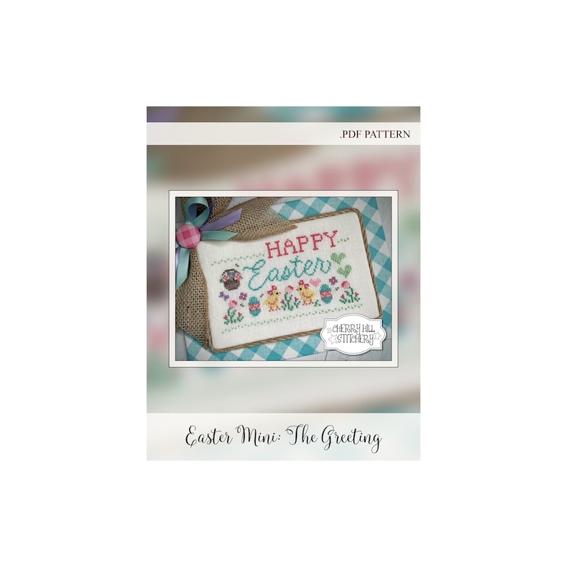 Easter Mini: The Greeting .PDF Cross Stitch Pattern by Cherry Hill Stitchery image 1