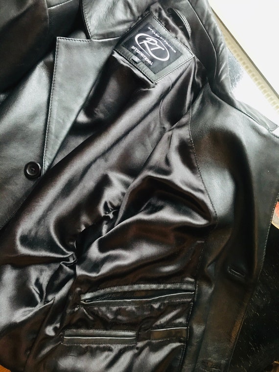 Vintage 1990s Black XL Soft Leather Mens Coat - image 9