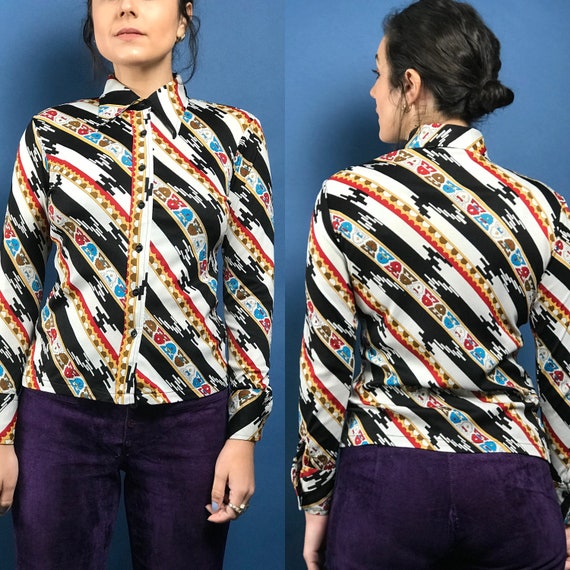 Vintage 1970s Aztec Print Shirt - image 1