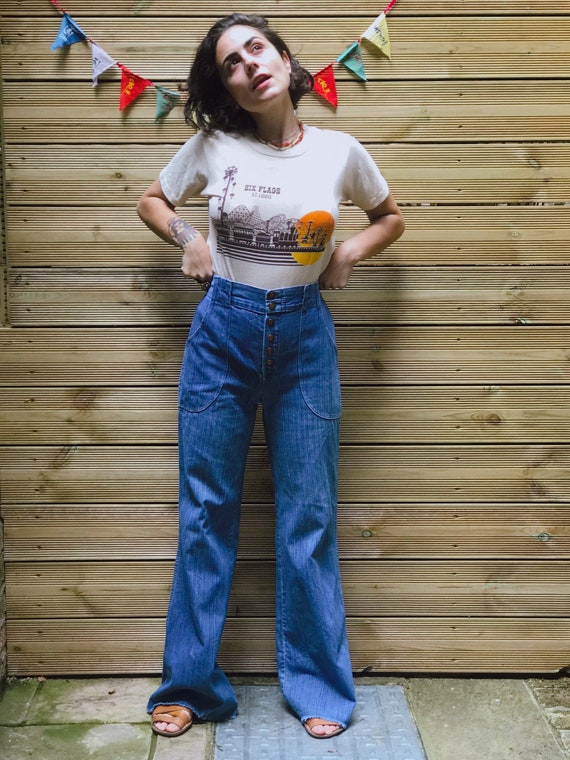 1960s Original Denim Flares w/ Patch