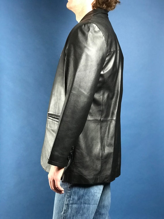 Vintage 1990s Black XL Soft Leather Mens Coat - image 7