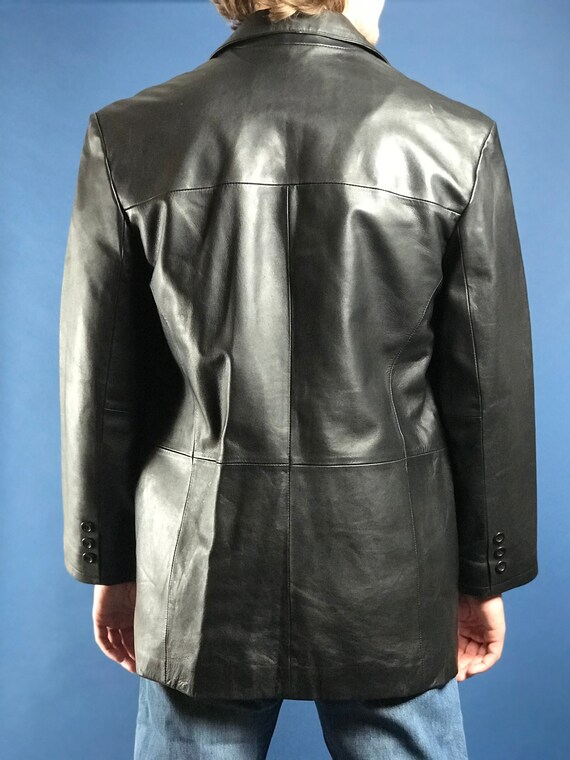 Vintage 1990s Black XL Soft Leather Mens Coat - image 6