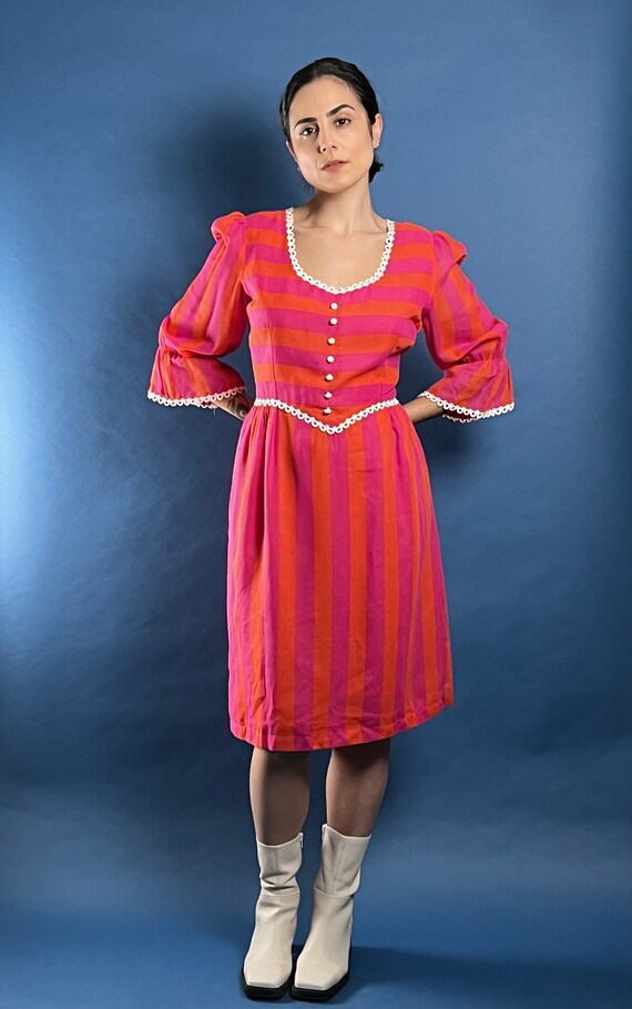 Vintage 1970s Richard Shops Stripe Prairie Dress - image 2