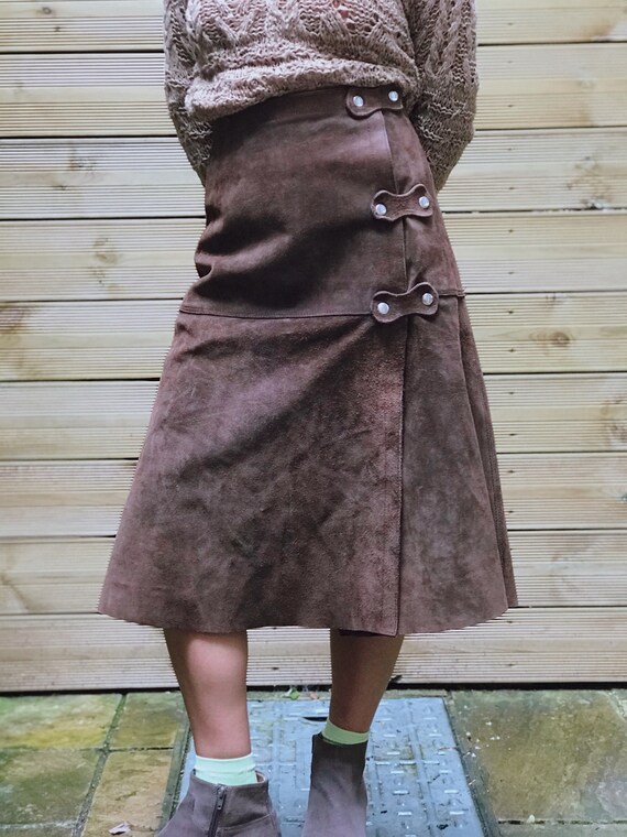 1970s Original Suede Midi Skirt