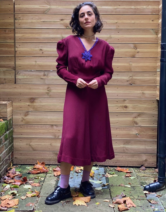 RARE 1940s Crepe Evening Dress