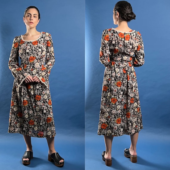 Marie ~ Super cute 1970s St Michaels Floral Cotton Prairie Dress