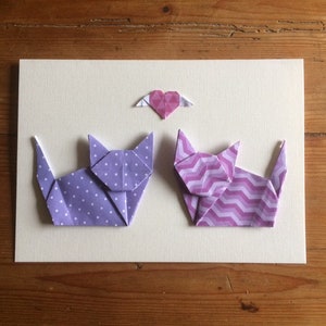 Carte d'origami de câlins de Kitty | Carte d'anniversaire | Carte d'anniversaire | Carte faite à la main | Carte Origami | Nouvelle carte d'accueil | Carte de remerciement | Tu me manques