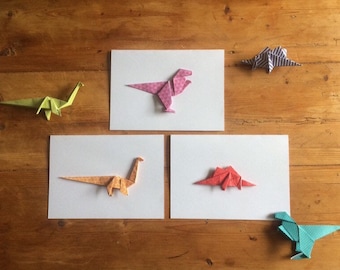 Dinosaur Origami Card (Brontosaurus, Stegosaurus, TRex) | Birthday Card | Handmade Card | I Miss You Card | Thank you Card | Congratulations
