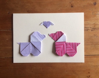 Puppy Love Origami Card | Birthday Card | Anniversary Card | Handmade Card | Origami Card  | New Home Card | Thank You | I Miss You Card