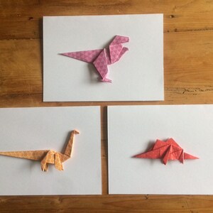 Dinosaur Origami Card Brontosaurus, Stegosaurus, TRex Birthday Card Handmade Card I Miss You Card Thank you Card Congratulations image 2