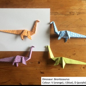 Dinosaur Origami Card Brontosaurus, Stegosaurus, TRex Birthday Card Handmade Card I Miss You Card Thank you Card Congratulations image 8