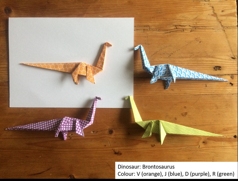 Dinosaur Origami Card Brontosaurus, Stegosaurus, TRex Birthday Card Handmade Card I Miss You Card Thank you Card Congratulations image 8