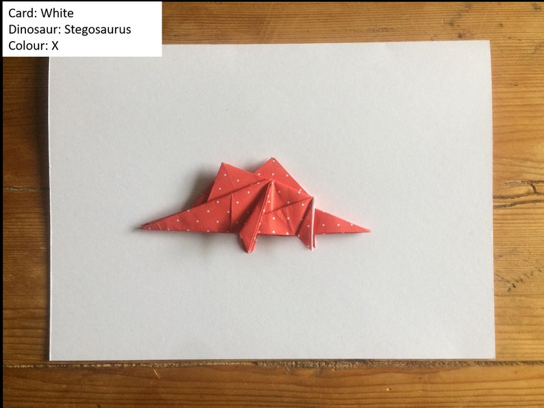 Dinosaur Origami Card Brontosaurus, Stegosaurus, TRex Birthday Card Handmade Card I Miss You Card Thank you Card Congratulations image 5