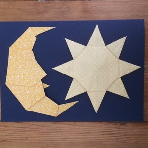 carte origami soleil et lune | Carte Espace | carte d'anniversaire | Envoyer un câlin | tu me manques | Carte d'anniversaire | Carte faite main | Carte de remerciement