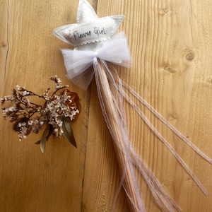 White Personalised Flower Girl wands. Wedding. Personalised Keepsakes. Magic wand