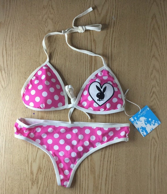 New Vintage 2Pc Playboy Polka Dot Thong Bikini Sw… - image 2