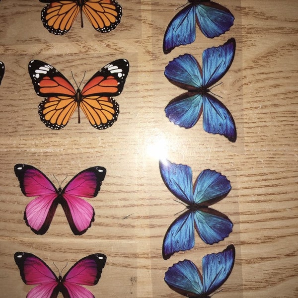 New Lot Of 6 Blue Pink & Monarch Butterflies 3M Heat Transfers Decals Stickers Nike Air Force 1 Vans Custom Shoes