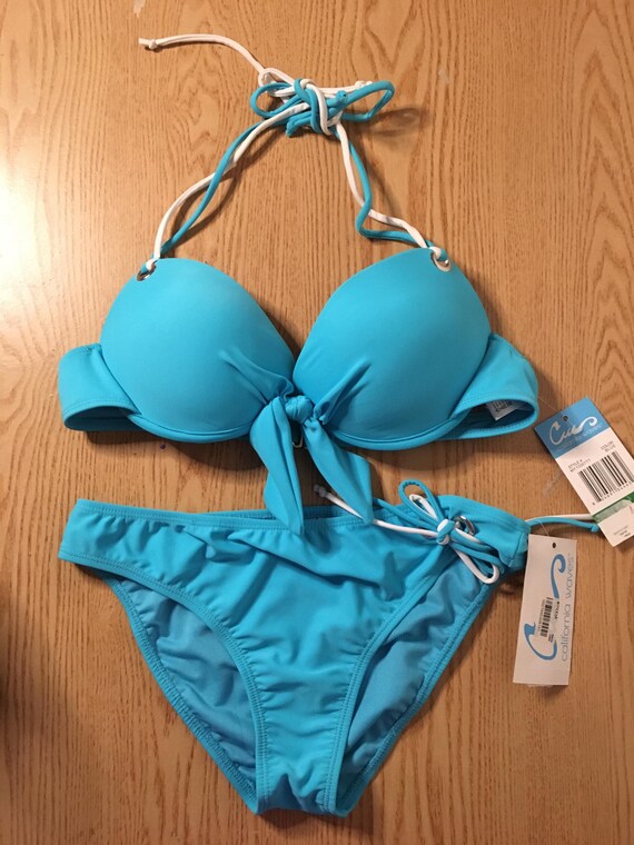 ビキニ　turquoise blue co. 新品 B15 New Womens California Waves 2pc Bikini Swimsuit Padded