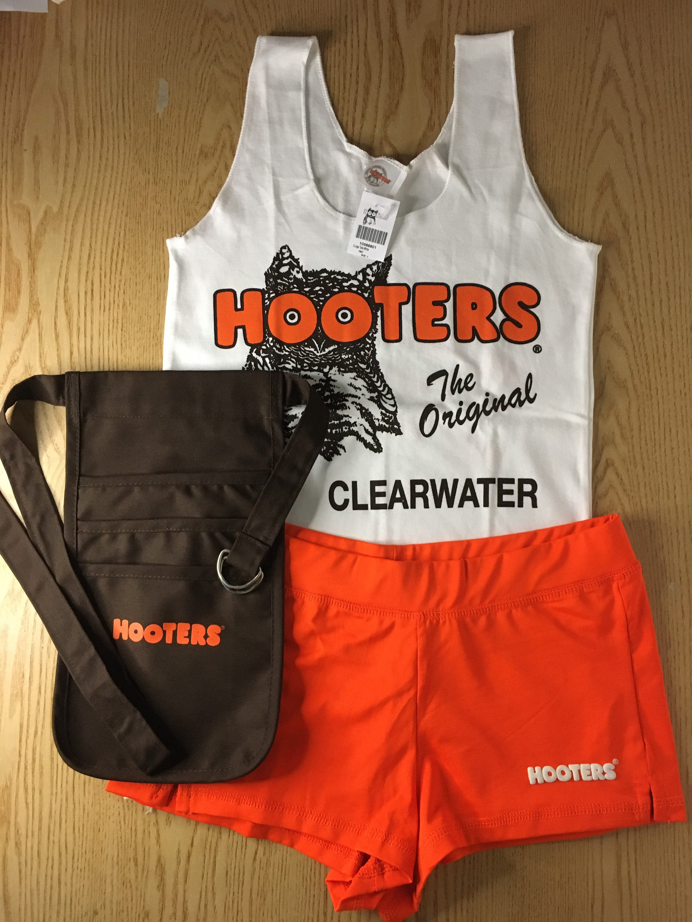 New Hooters Girl Super Sexy Tank Shorts and Money Pouch Outfit