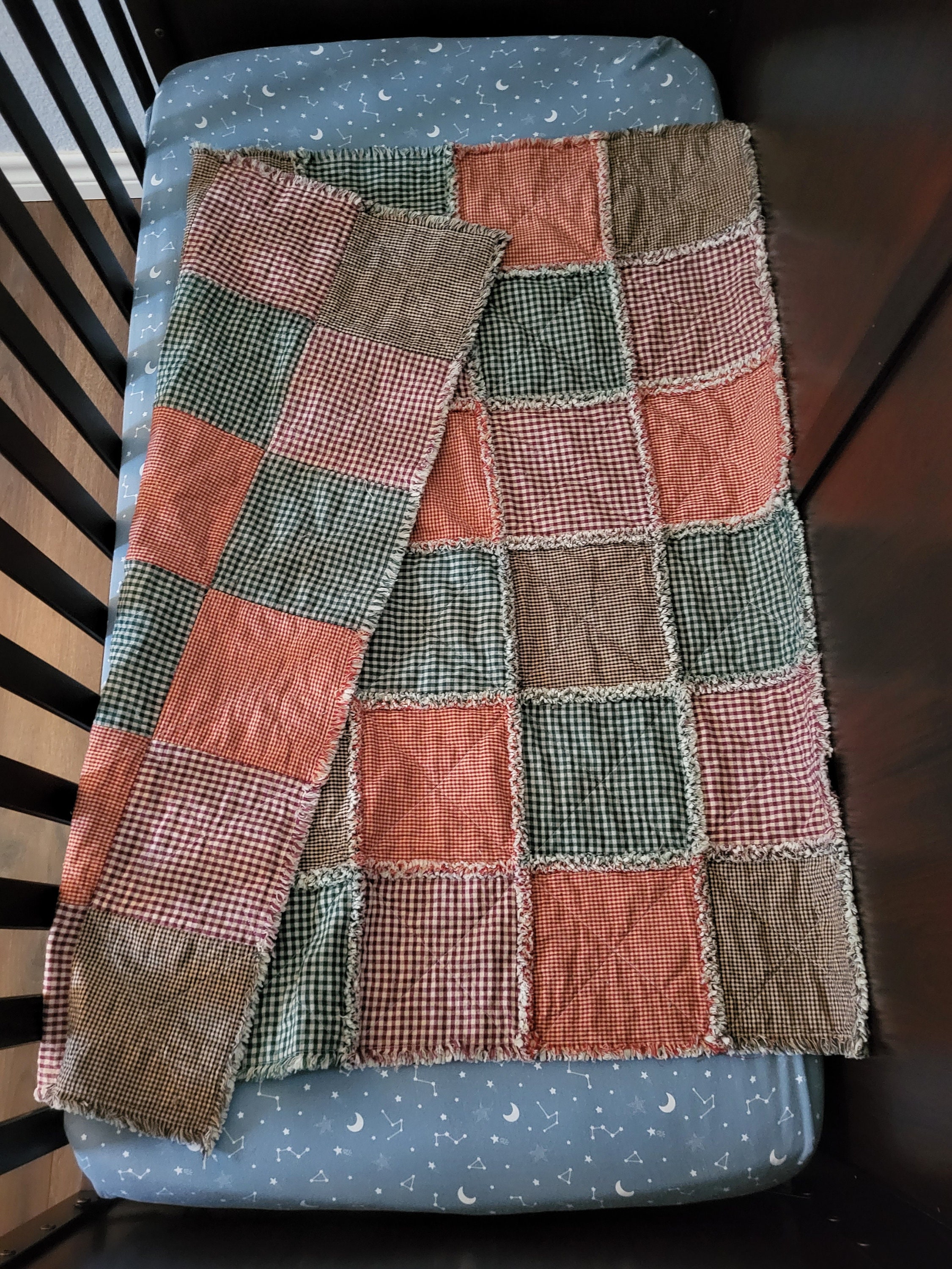 Lap Rag Quilt Lap Quilt Homespun Rag Quilt Baby Size Homespun Rag Quilt Toddler Size ...