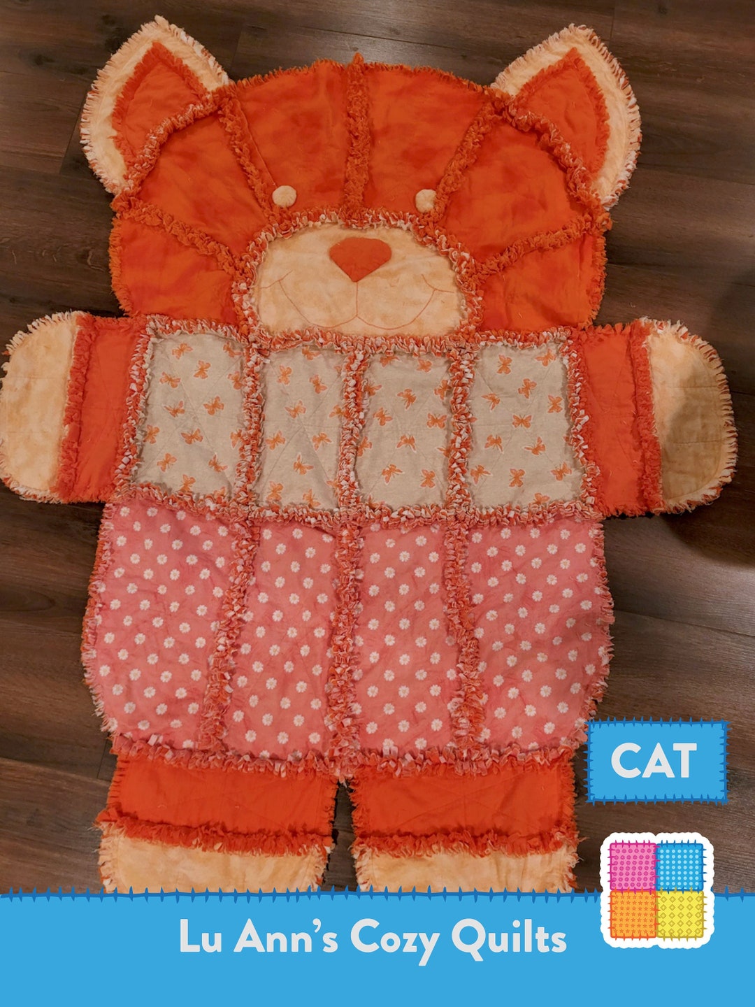 Large Handcrafted Cat Rag Quilt Great Gift for Babies or Toddlers Etsy