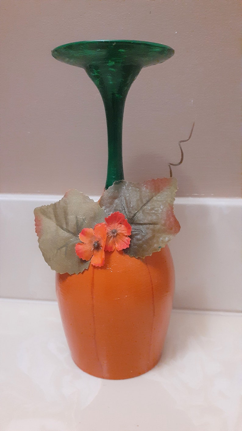 Pumpkin Wine Glass Candle Holders Etsy
