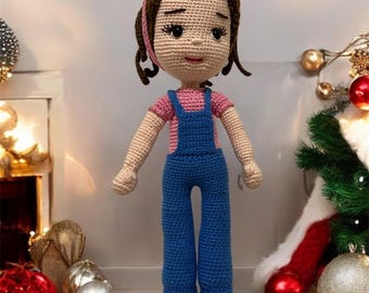 Poupée Mme Rachel au crochet : amigurumi en coton artisanal (14 pouces)