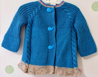 Pull en alpaga fait main | Cardigan en tricot pour tout-petit avec fermeture à pression