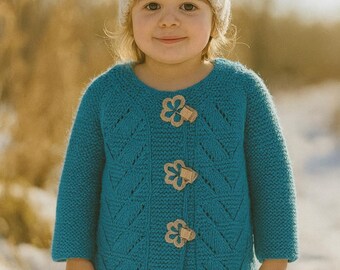 Pull bleu Calypso en alpaga tricoté à la main pour tout-petit avec bandeau assorti - hypoallergénique, chaud et intemporel