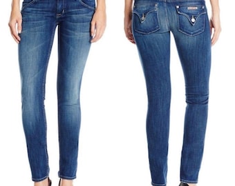 Pantalones vaqueros ajustados elásticos Hudson Collin para mujer, talla 25, estilo vintage de los años 2000, tiro bajo.